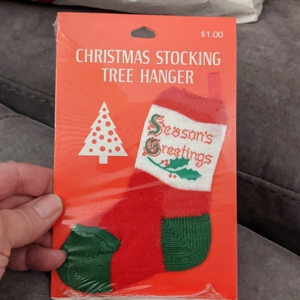 Vintage Hallmark Christmas Stocking Ornament Mini Sock Decor NOS Kitschy